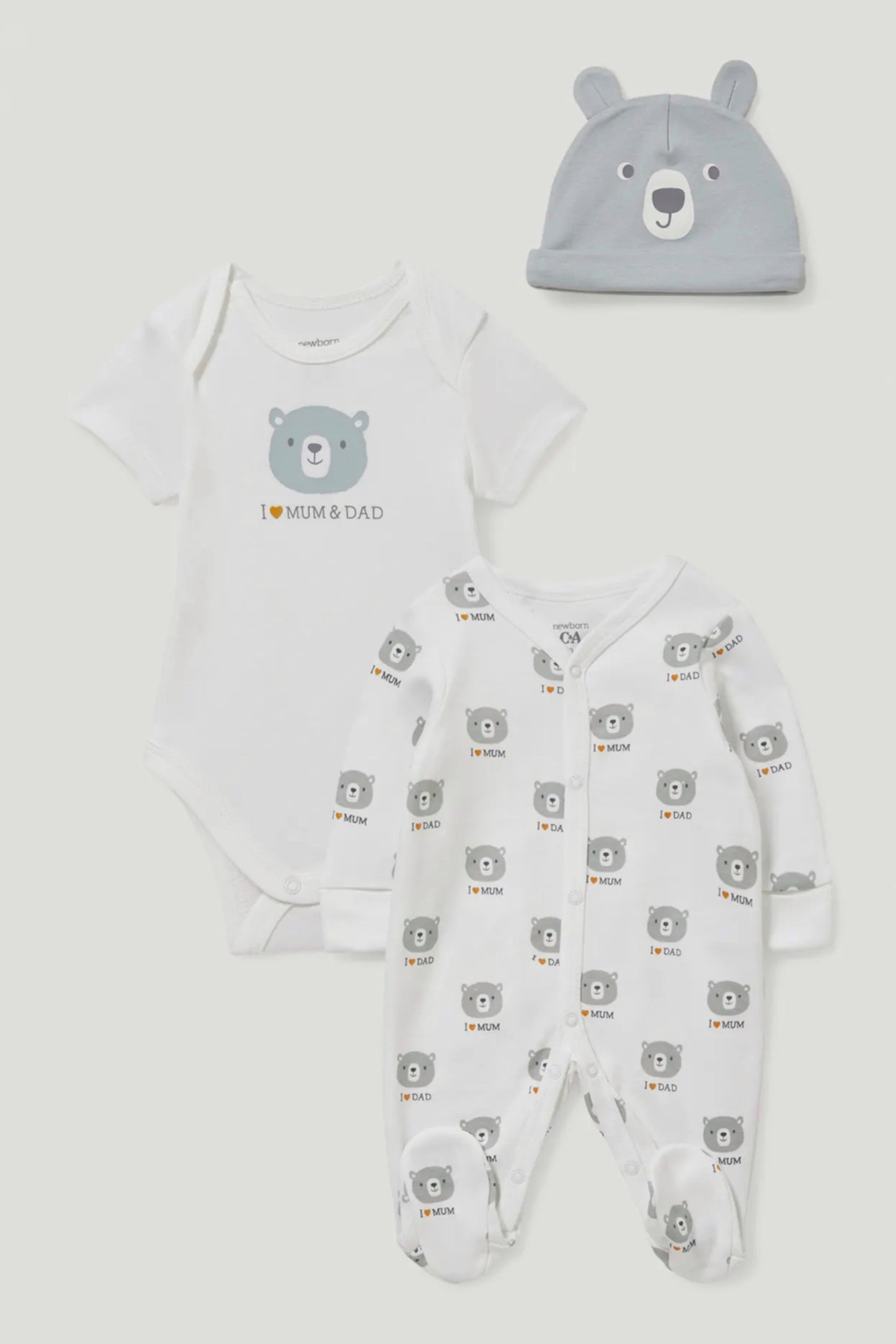 I love Mum & Dad bear - 3 pieces baby set
