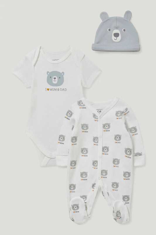 I love Mum & Dad bear - 3 pieces baby set