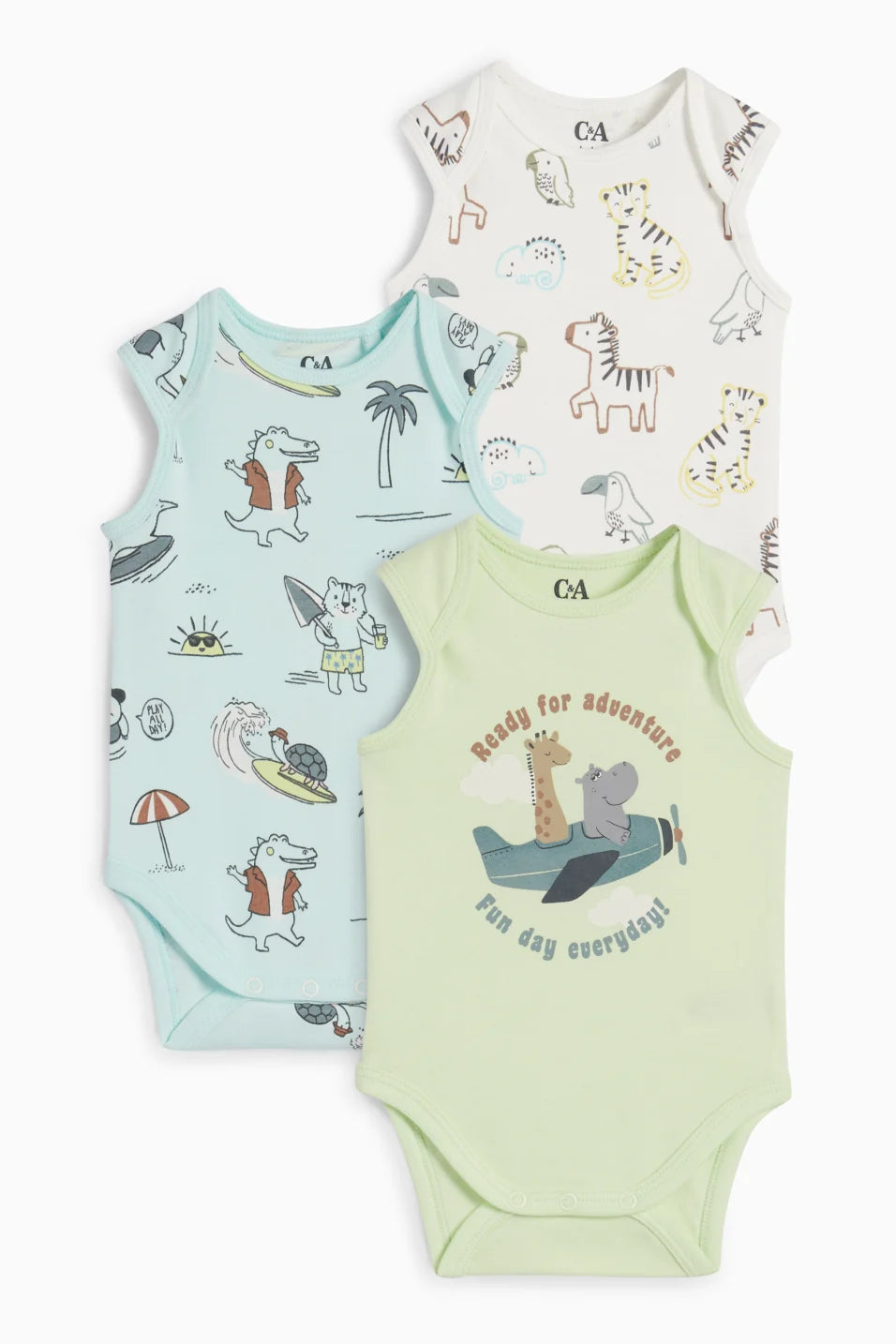 Pack of 3 sleeveless bodysuits
