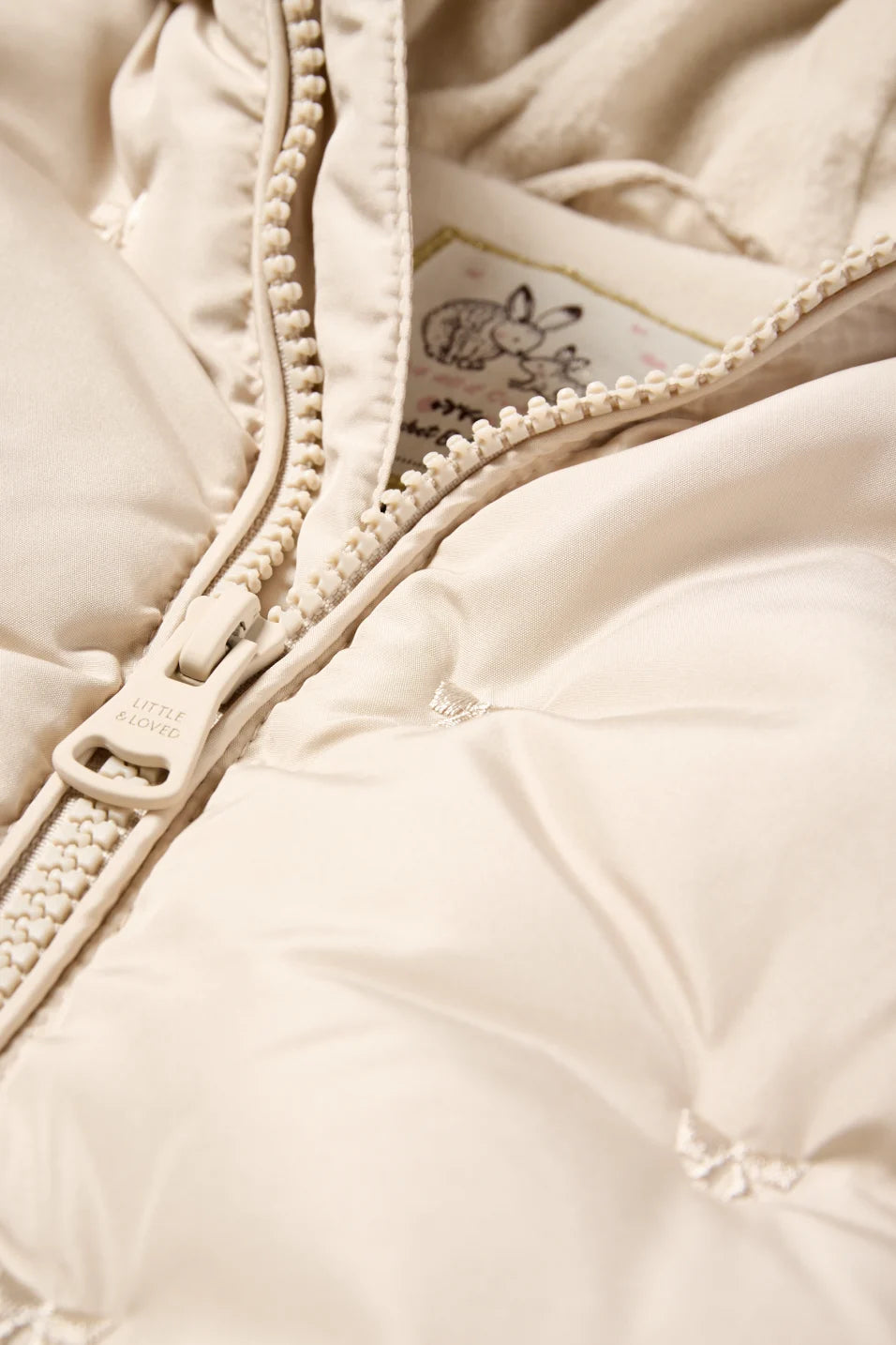 Bow - Baby quilted jacket with hood - Cream
