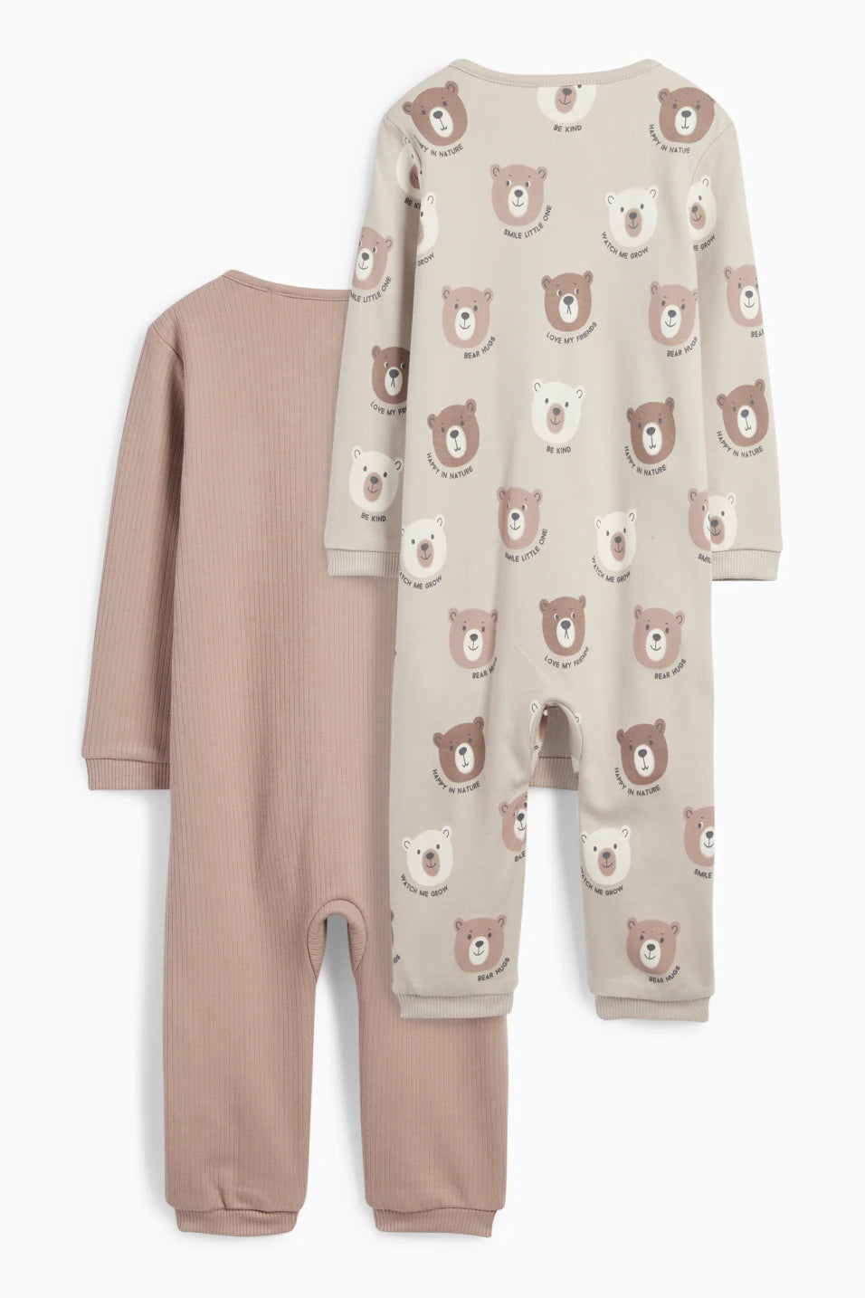 Bear - Be kind - Pack of 2 cotton sleepsuits