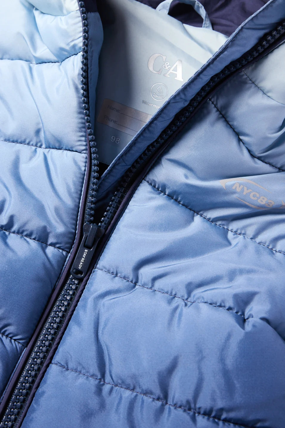 Quilted jacket with hood - water-repellent - patterned