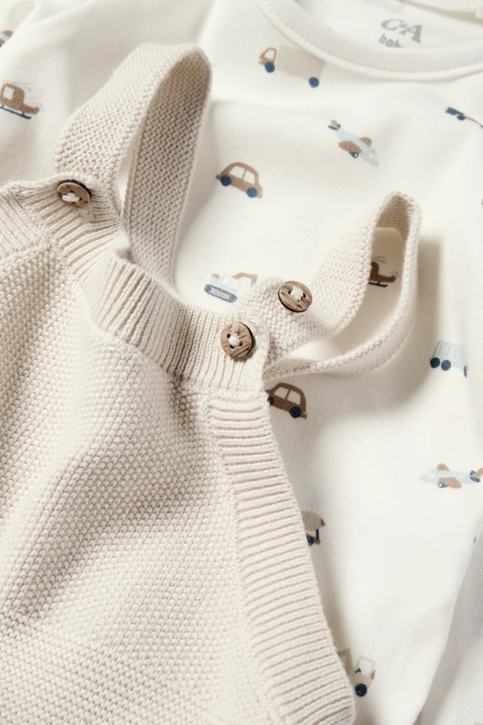 Vehicles - 2 pieces knitted dungarees set