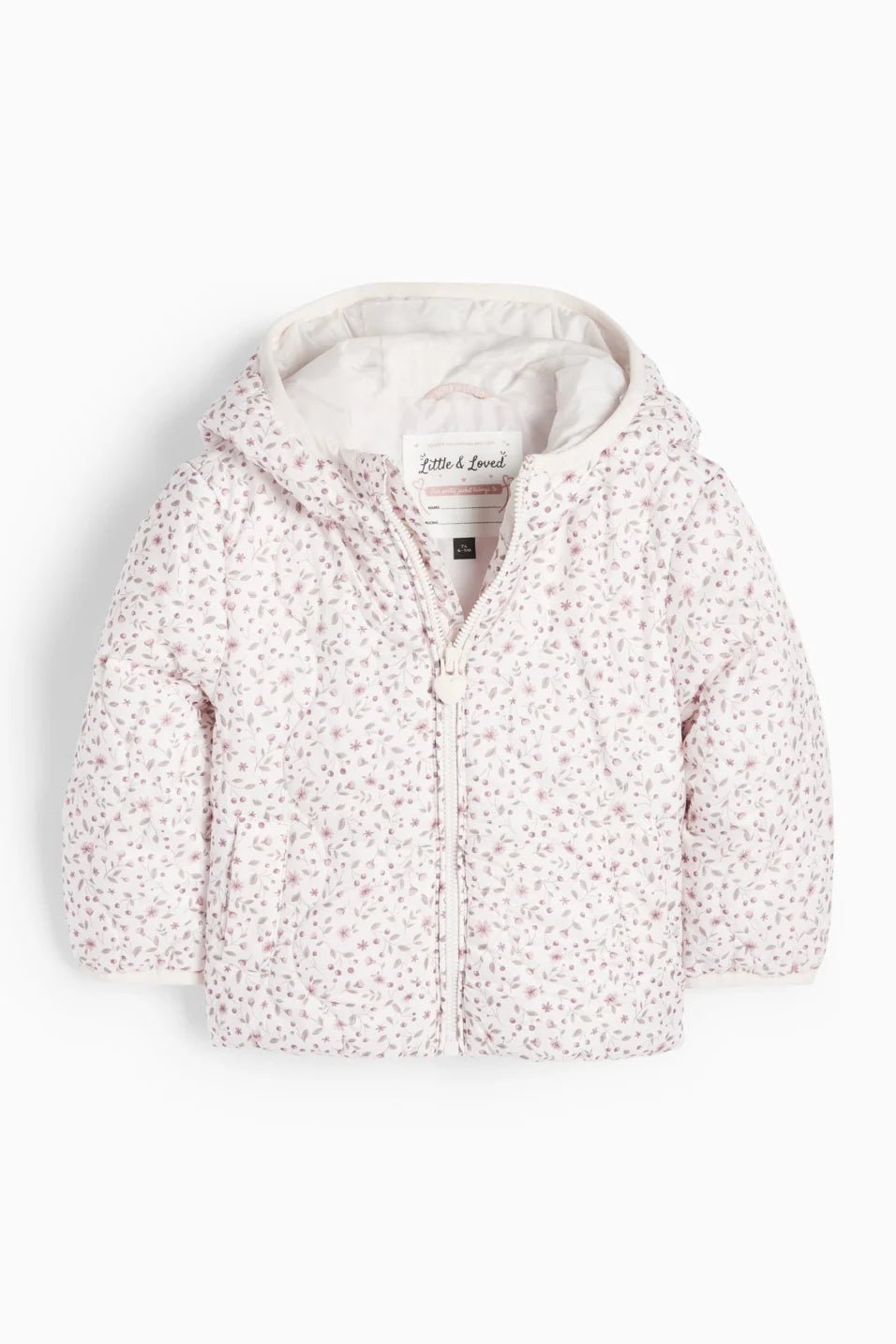 Floral - Baby quilted jacket with hood - water repellent
