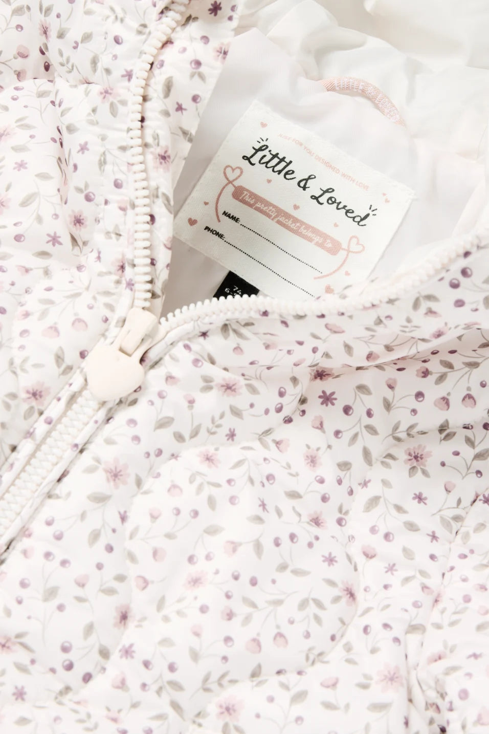 Floral - Baby quilted jacket with hood - water repellent