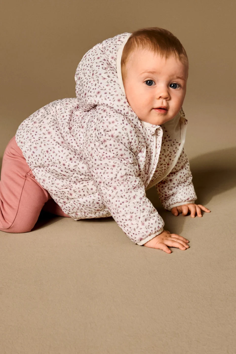 Floral - Baby quilted jacket with hood - water repellent
