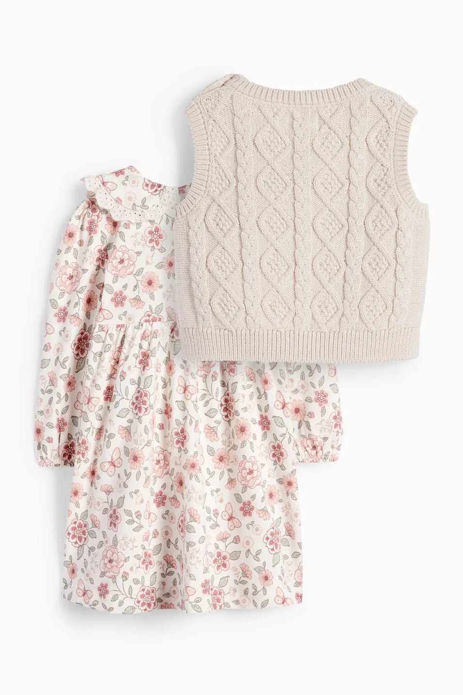Flory dress with knit slipover