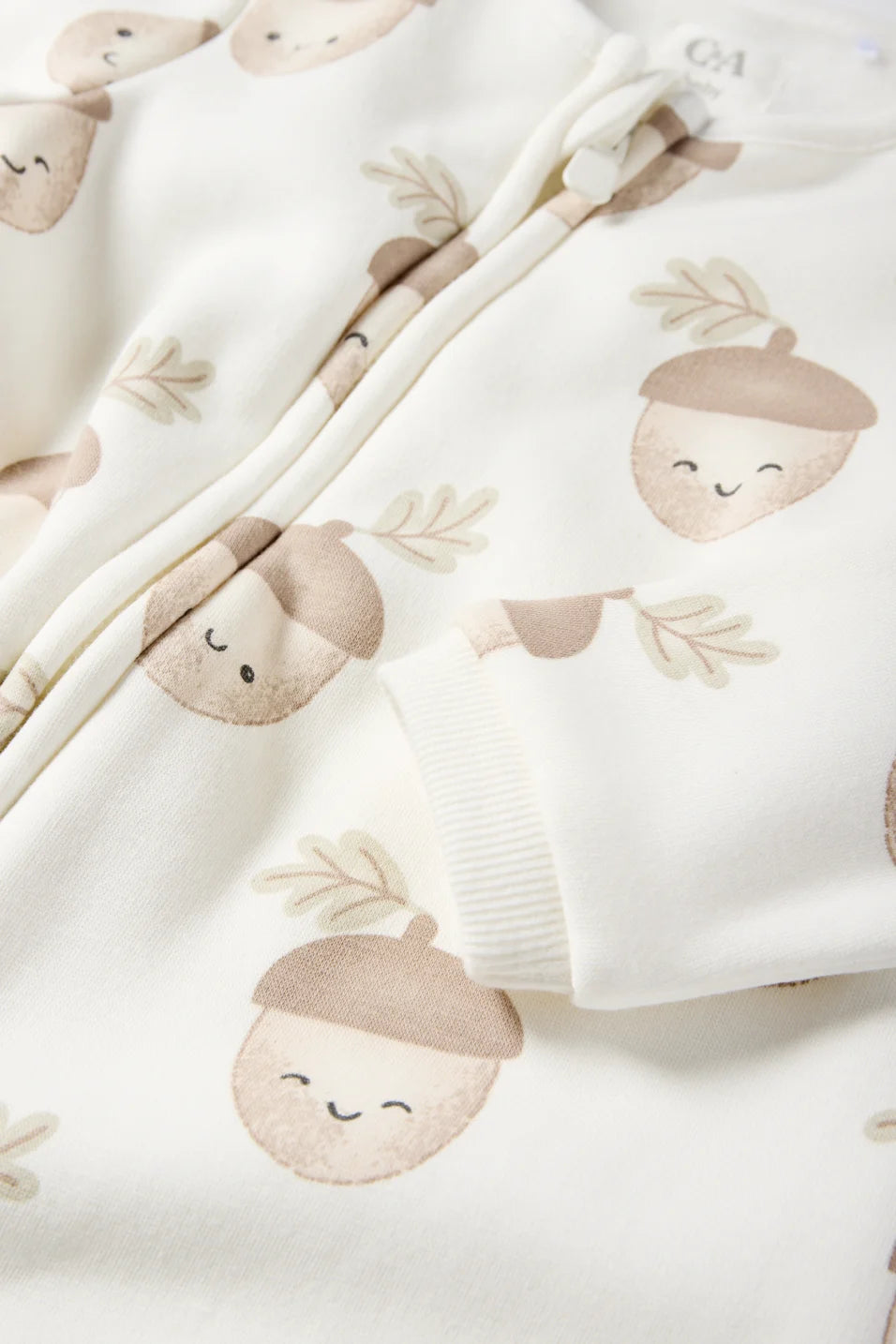 Acorn - lined sleepsuit