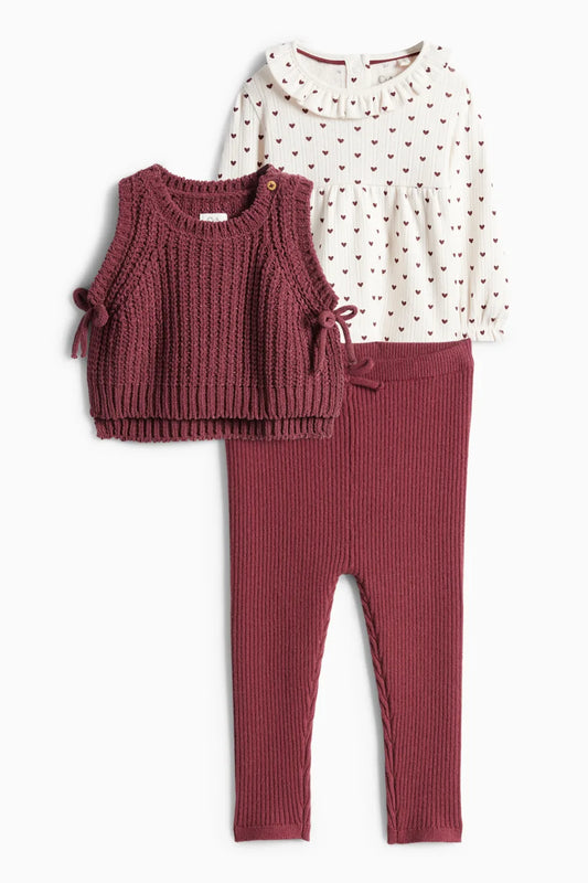 Hearts - 3 pieces baby outfit