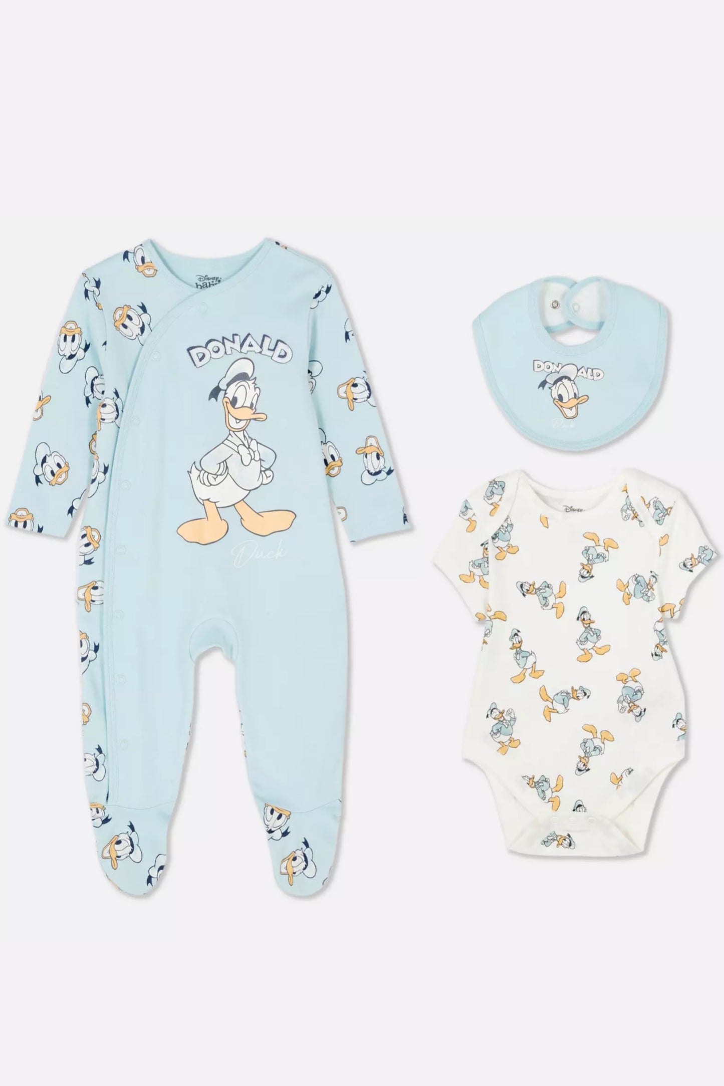 Donald Duck Sleepsuit, Bodysuit and Bib Set
