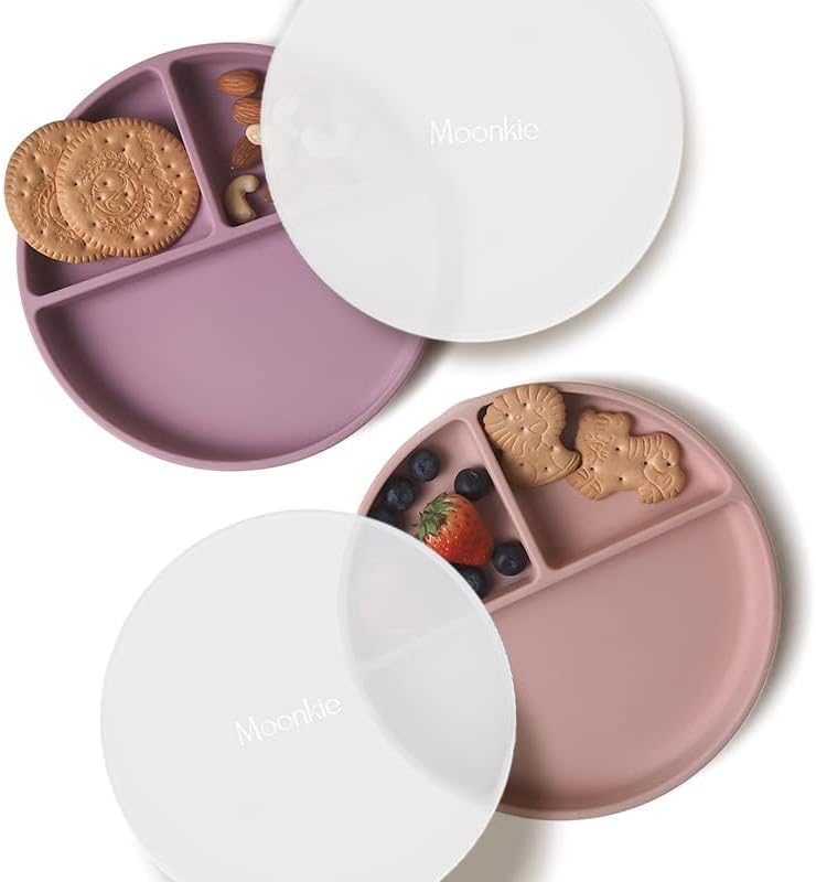 Non-Slip divided Silicone Plate with Lid