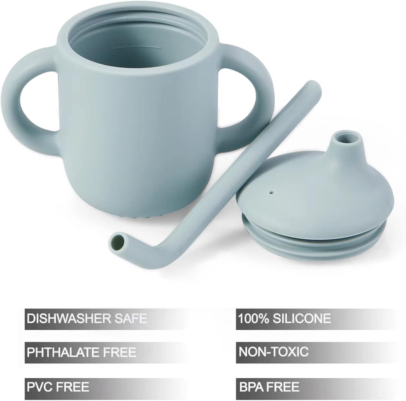 Silicon Drinking Cup With Straw, Handle & Lid
