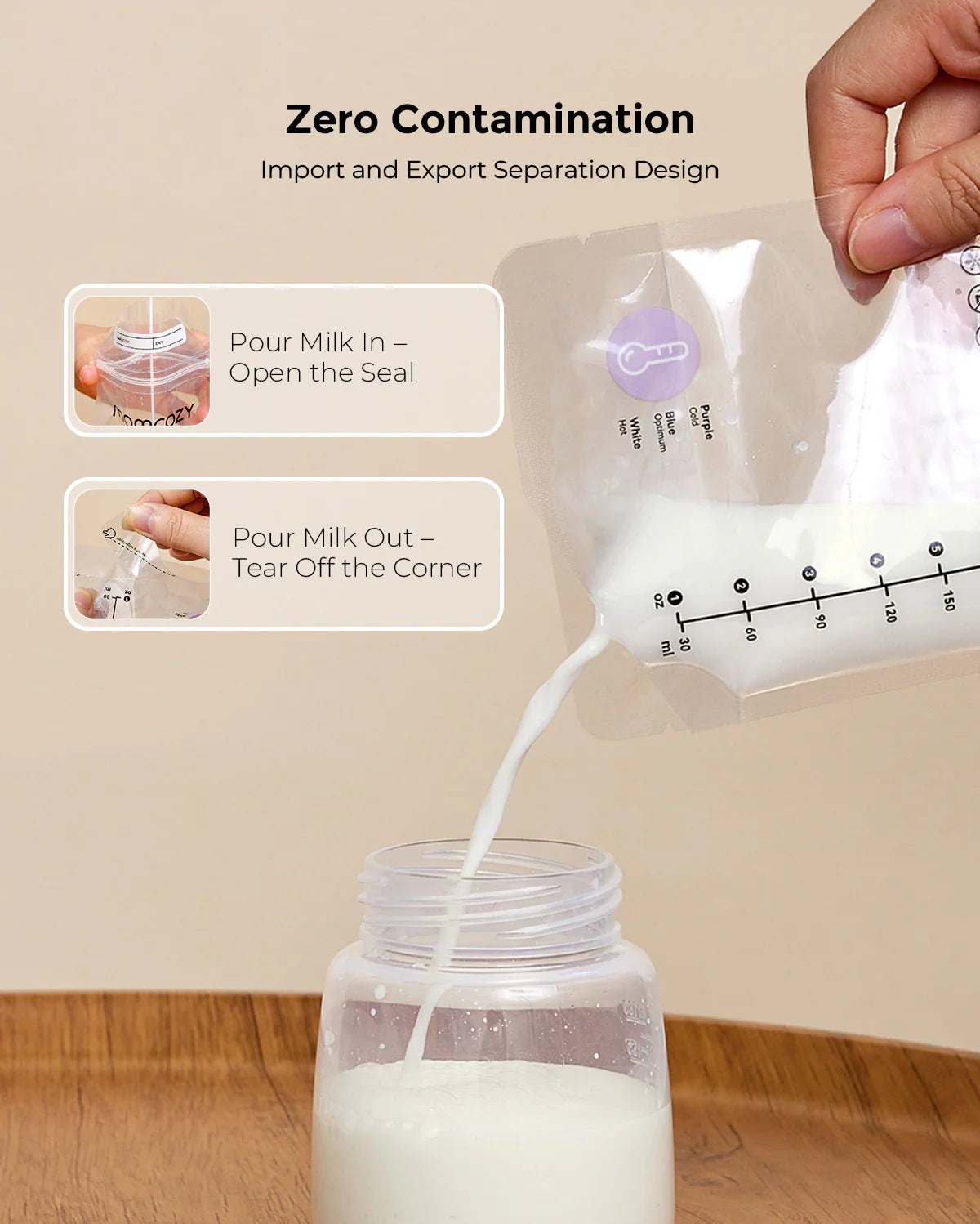 Momcozy - Breast Milk Storage Bags, 50 Pieces