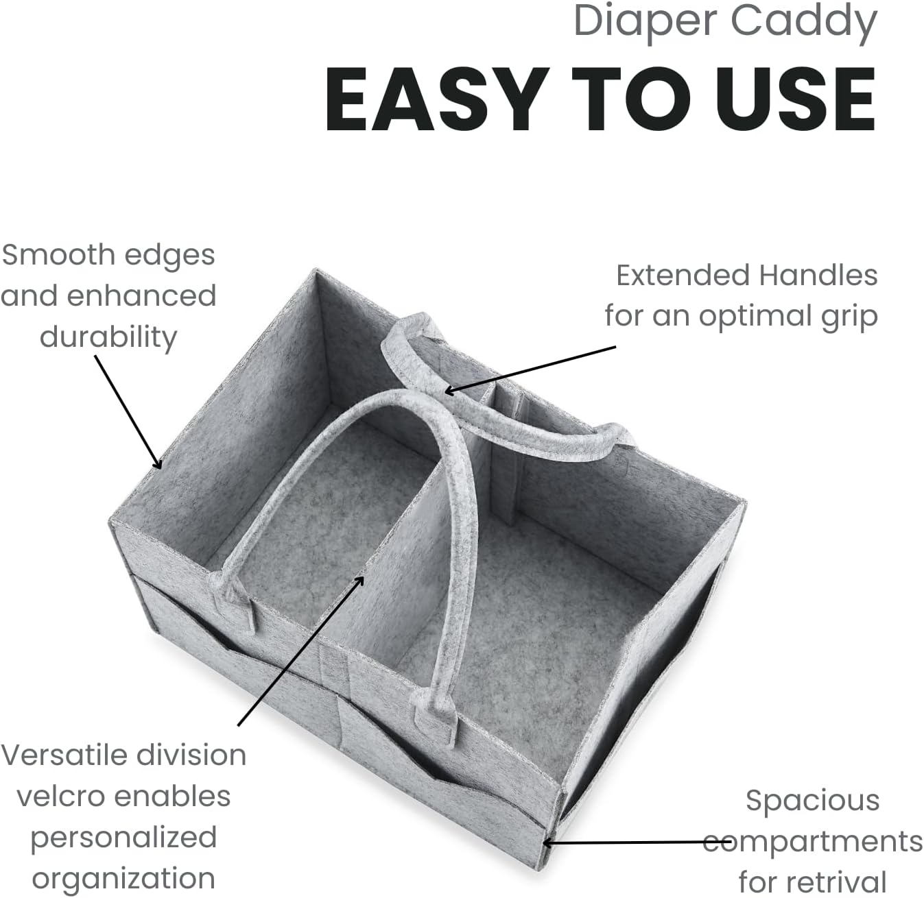 Baby Diaper Caddy Organizer - Divided Storage Basket for Wipes & baby stuff