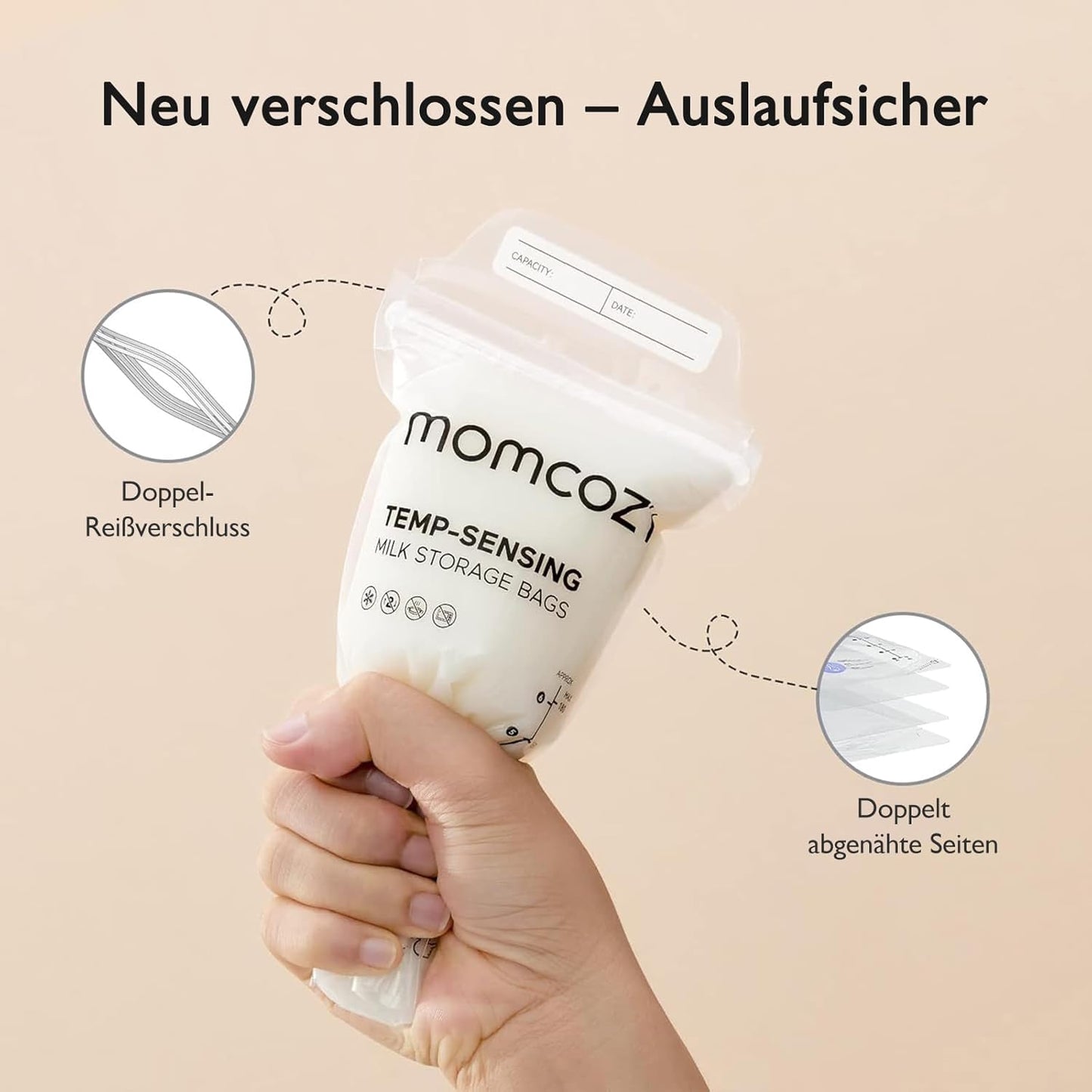 Momcozy - Breast Milk Storage Bags, 50 Pieces
