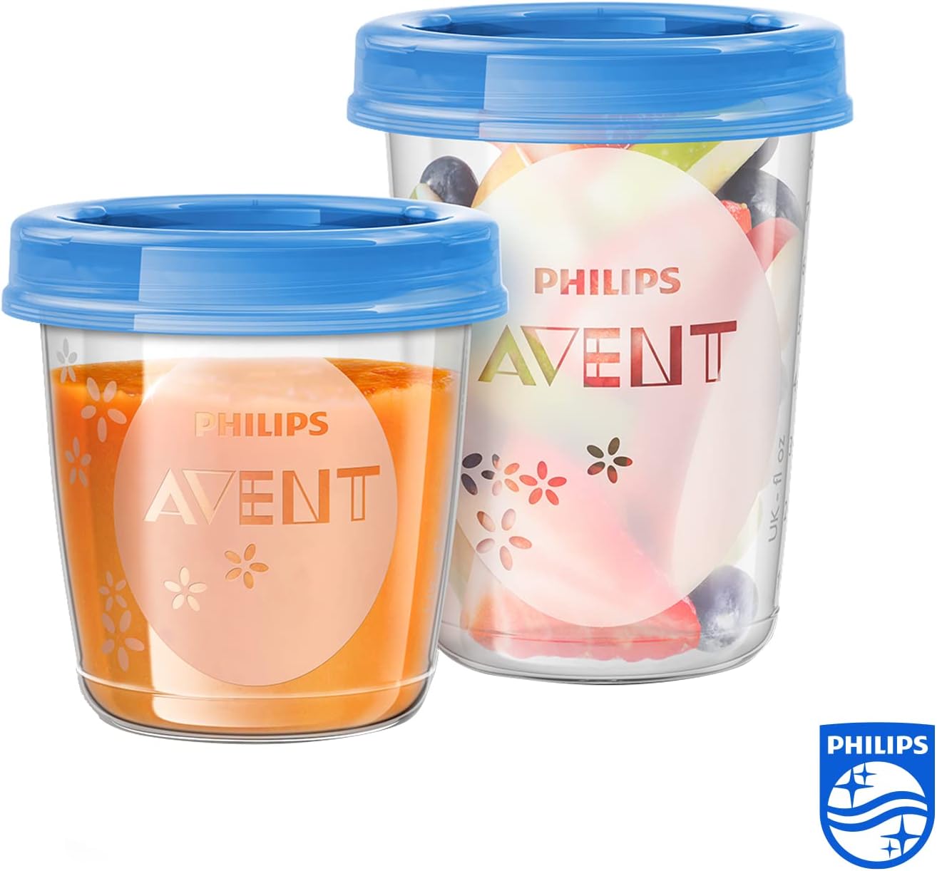 Philips AVENT reusable Breast Milk and Baby Food Storage Cups, Pack of 20 (10 x 180ml, 10x 240ml), BPA-Free & Leak Proof
