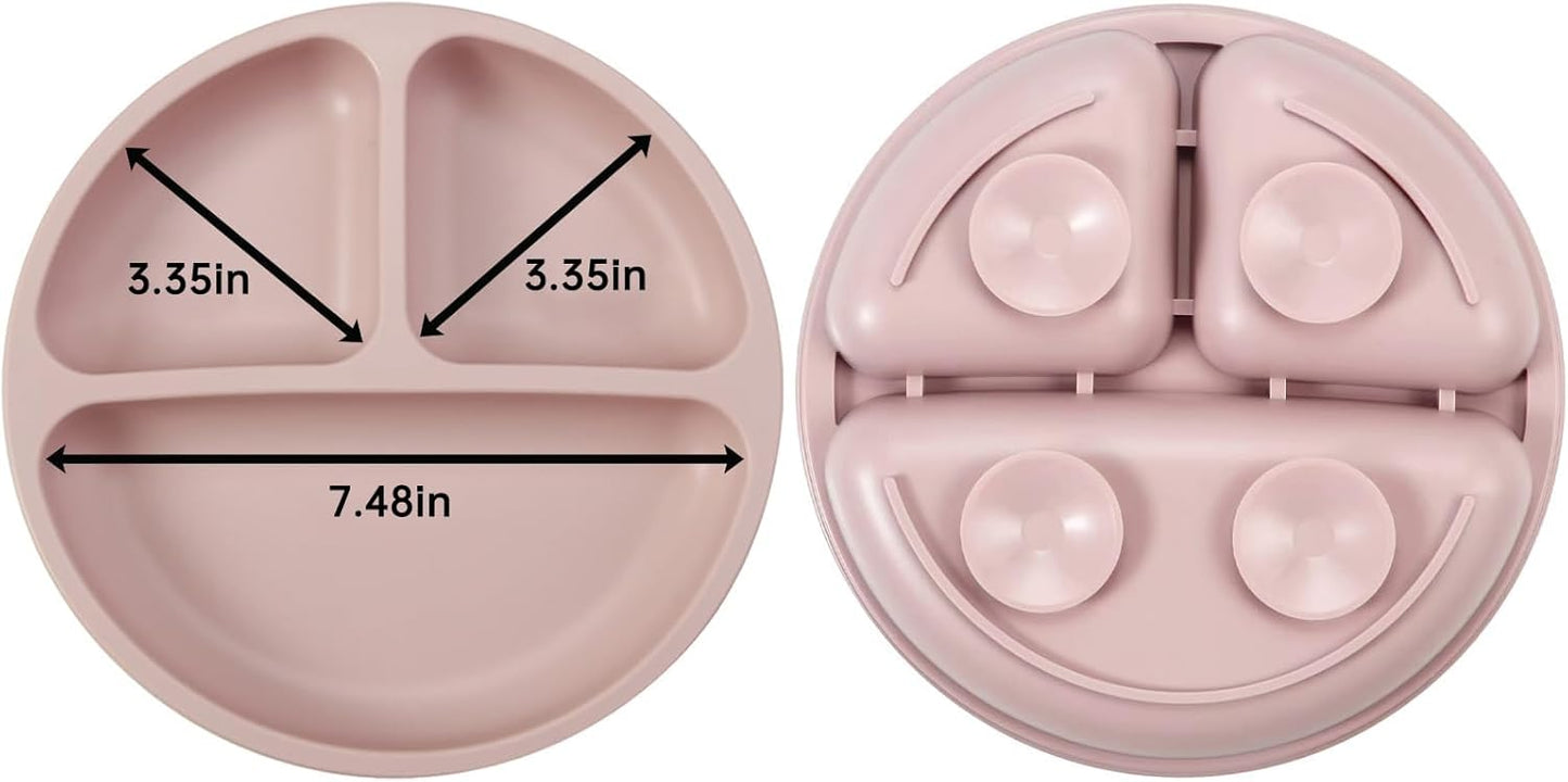 3 pieces set - Divided Suction Plate with Spoon & Fork