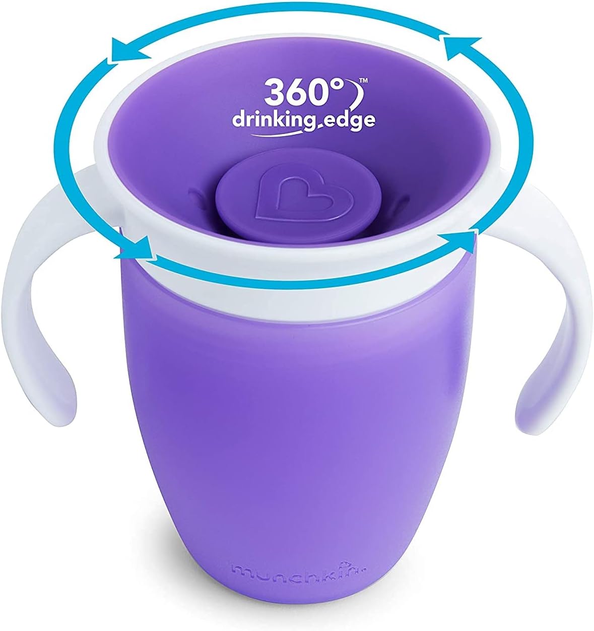 Munchkin 360° Trainer cup, Spill proof and leak proof cup with handle & Lid - 6m+ - Purple