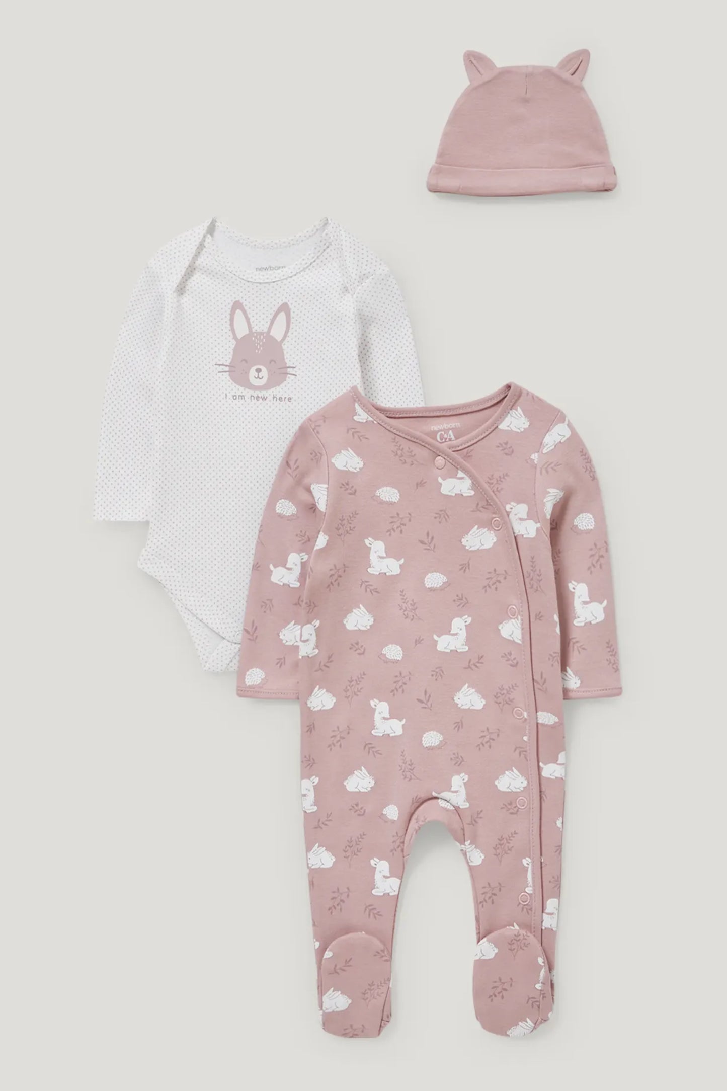 I’m new here - Pink - 3 pieces baby set
