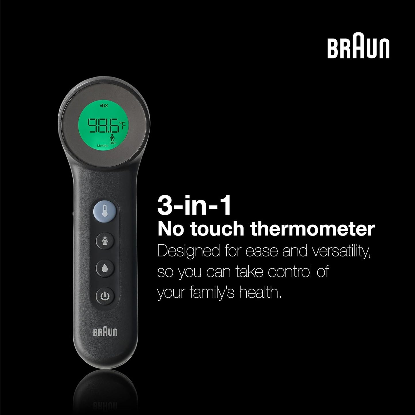 Braun Sensian 7 Forehead 3-in-1 Non-Contact Thermometer - Black