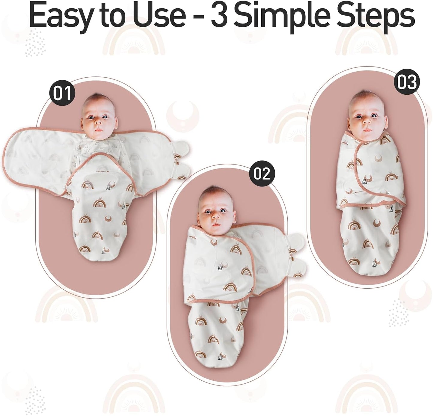Pack of 3 Swaddle blankets - muted blush