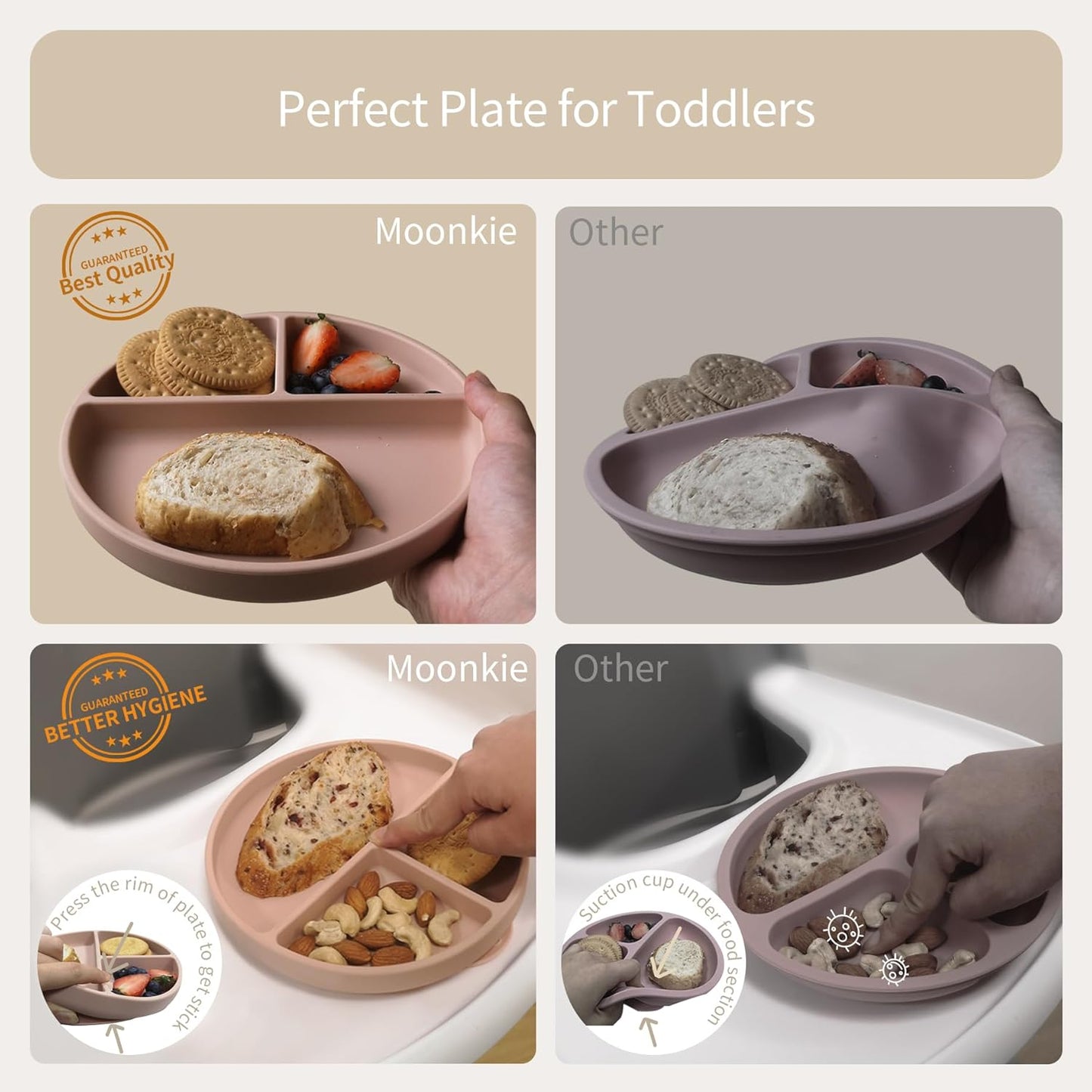 Non-Slip divided Silicone Plate with Lid