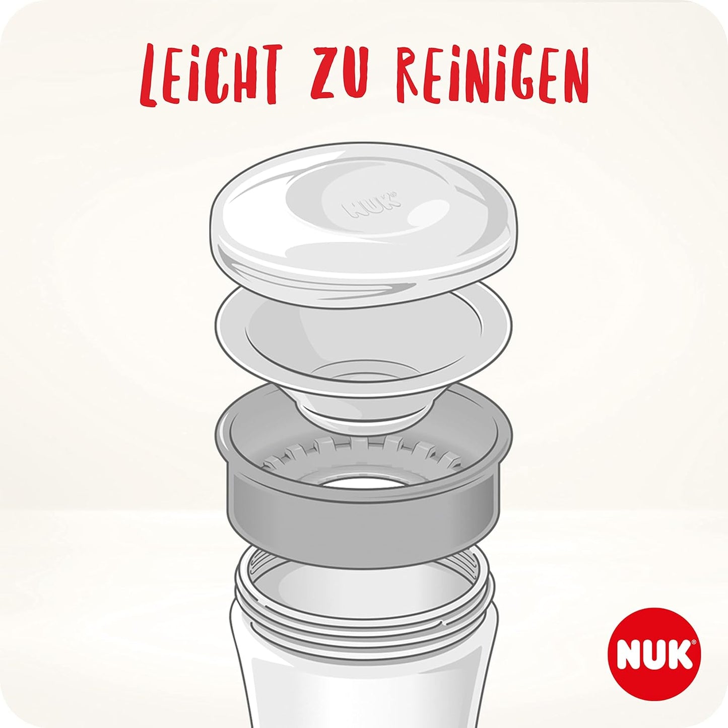 NUK Magic Learning Cup, 8+ Months, Leak-Proof 360° Drinking Rim, Lion (Blue), 230 ml