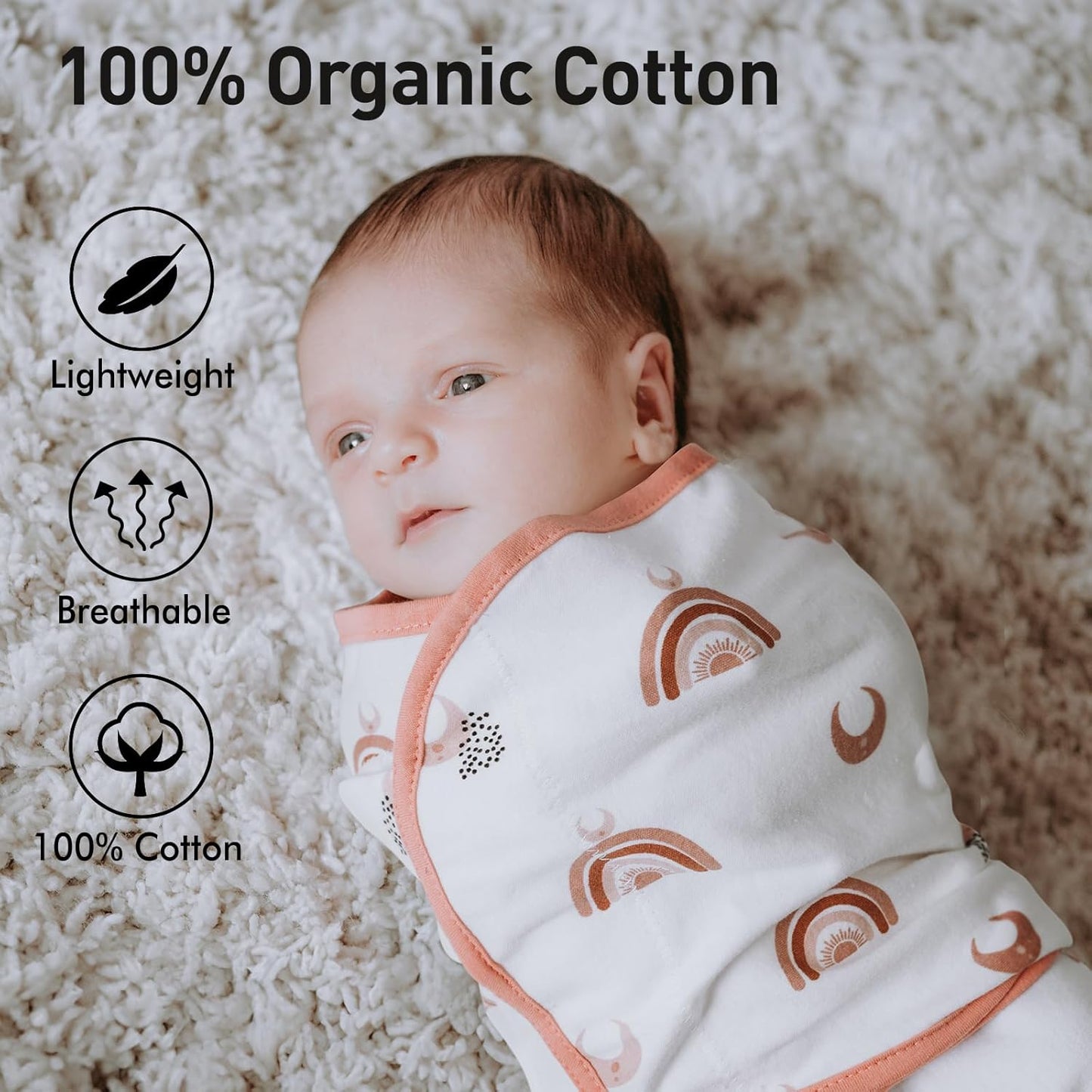 Pack of 3 Swaddle blankets - muted blush