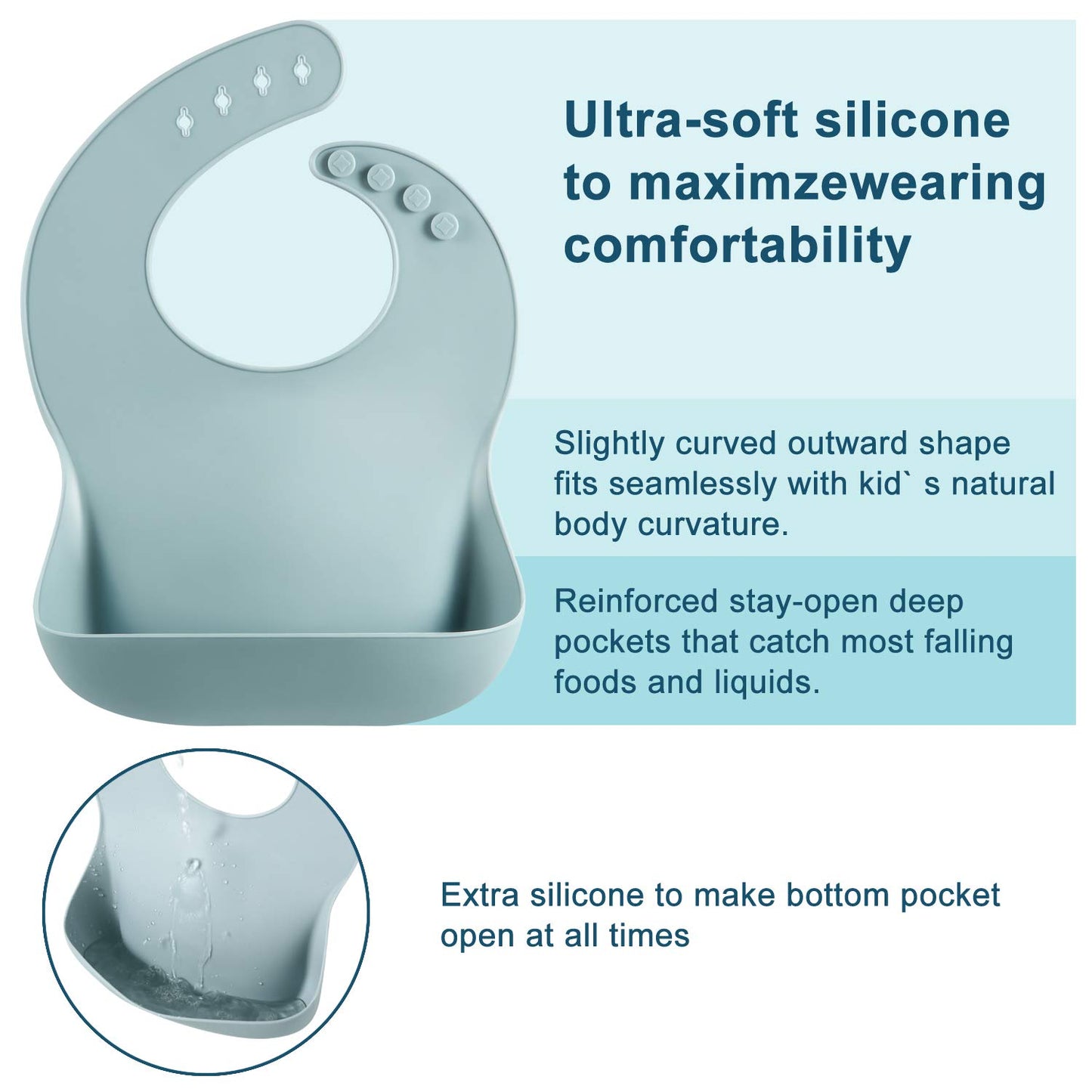 Silicone Baby Bib, BPA Free for Babies and Toddlers