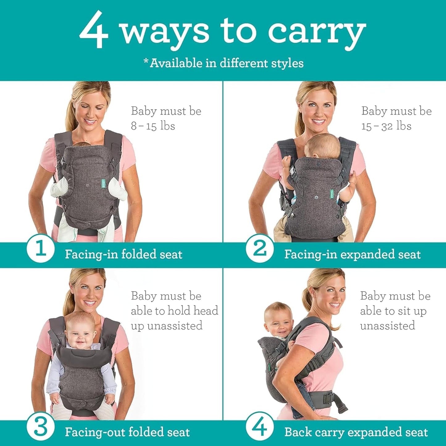 Infantino - Flip Advanced 4-in-1 Convertible Carrier - Grey
