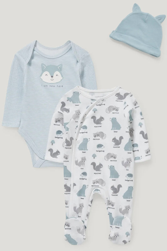 I’m new here - Blue - 3 pieces baby set