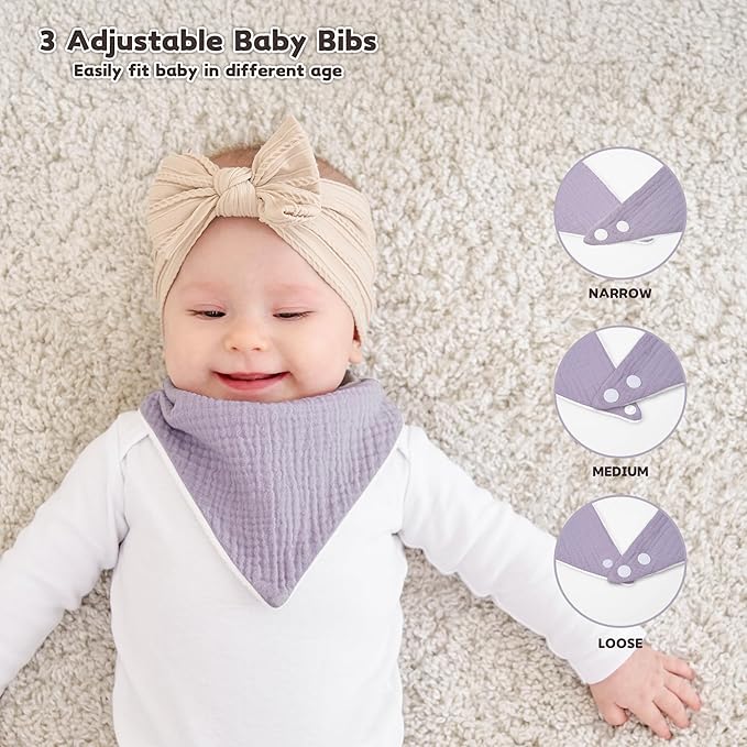 Pack of 6 Soft Triangular Adjustable Drool Bibs - Pink