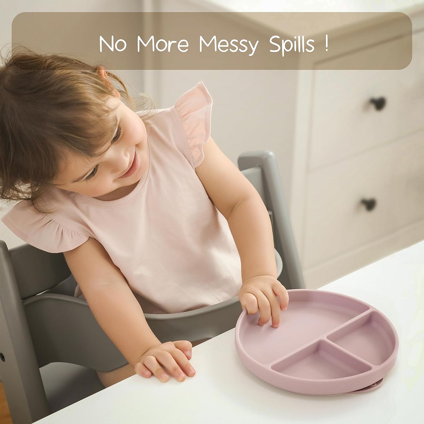 Non-Slip divided Silicone Plate with Lid