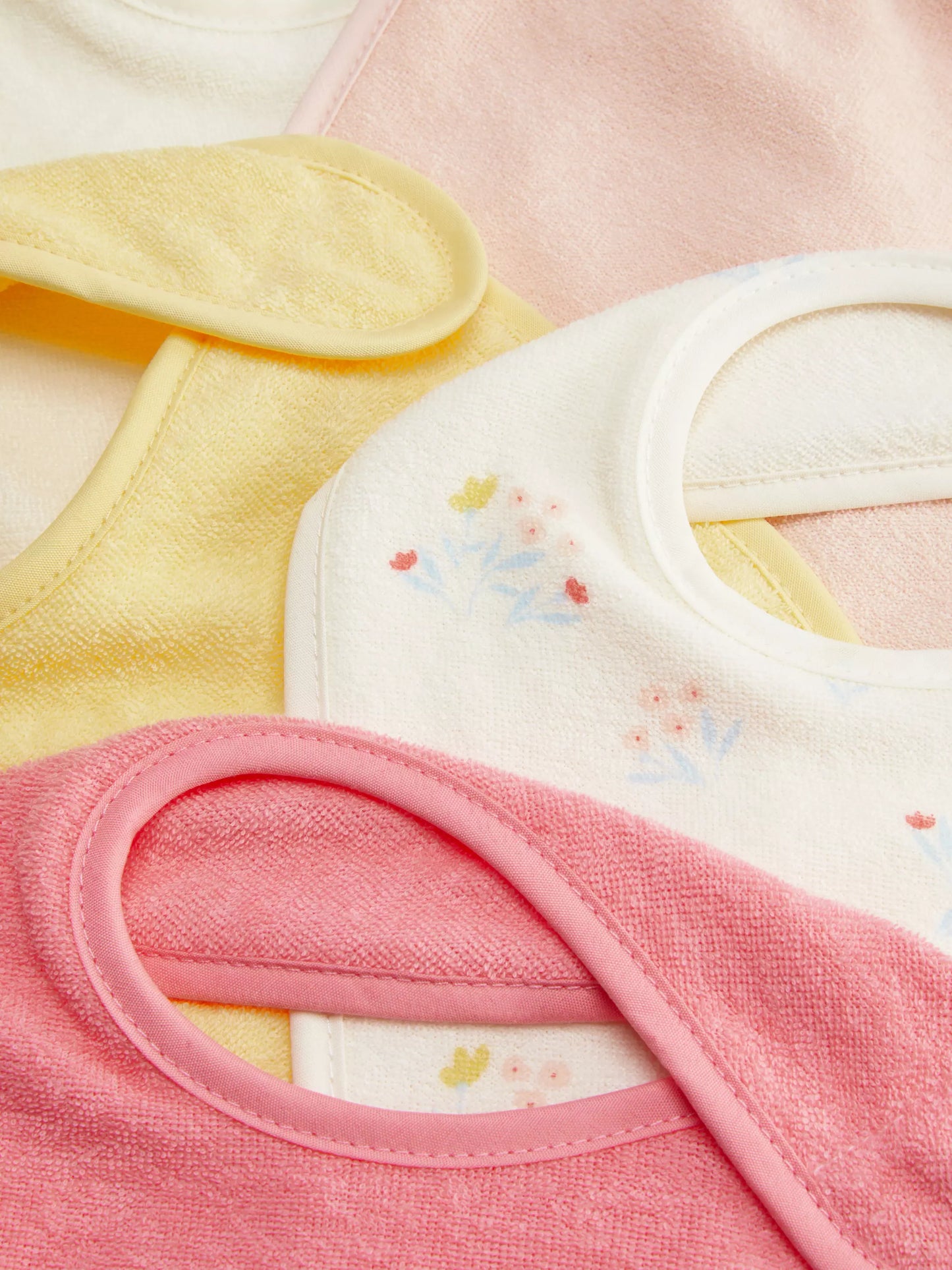 Pack of 5 towelling bibs - pink flory