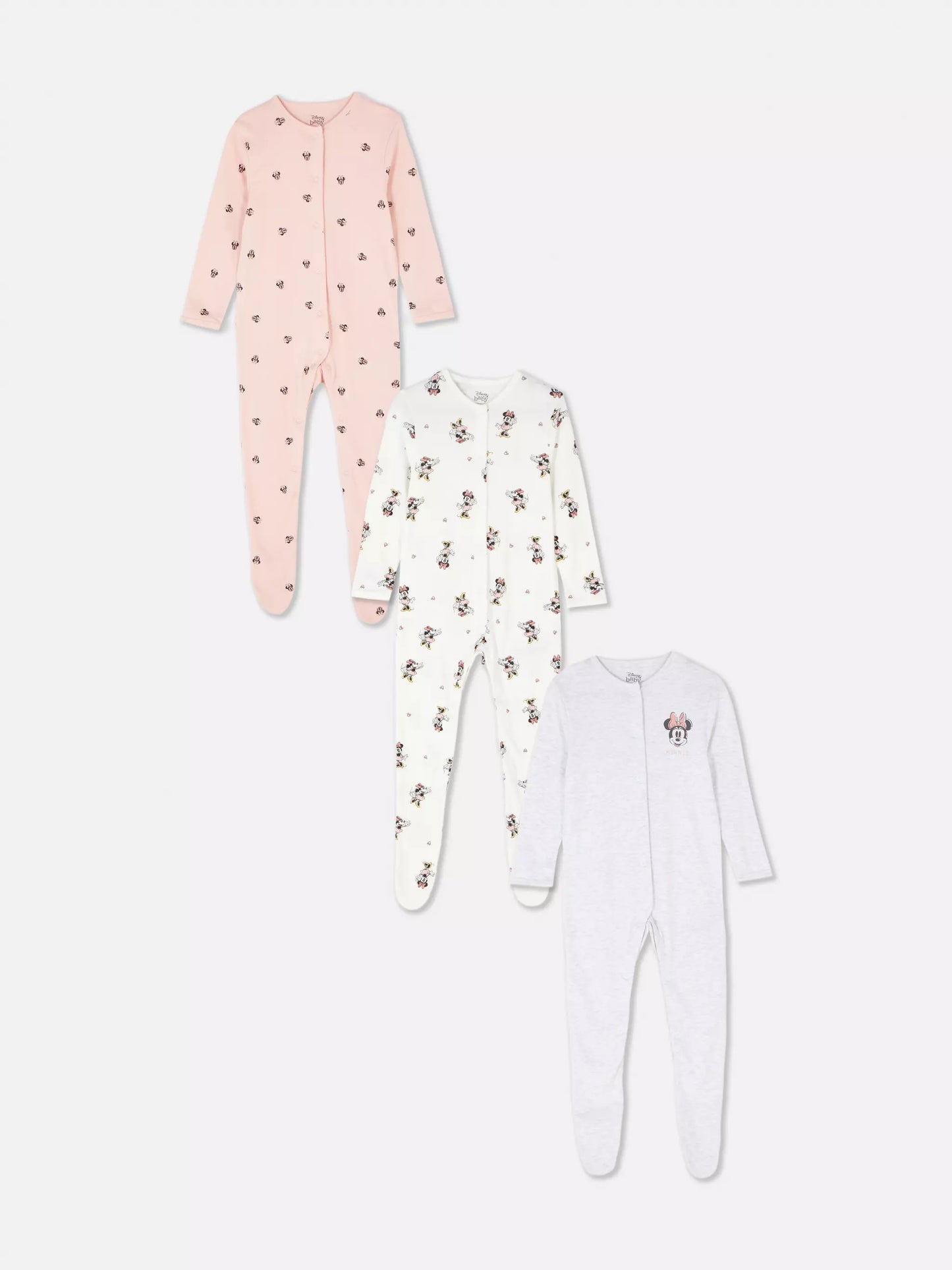 Pack of 3 Minnie Mouse sleepsuits