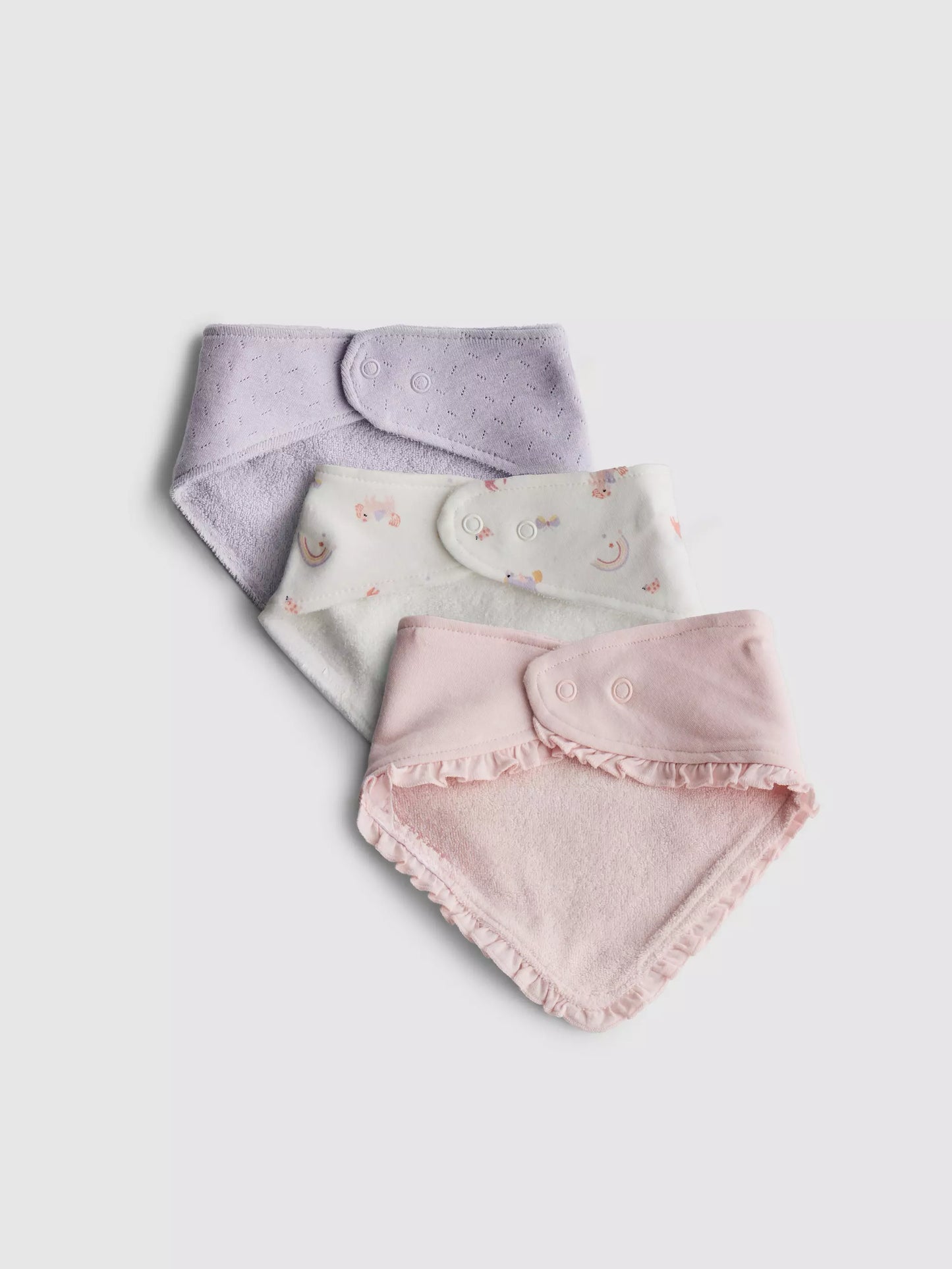 3pk Bandana Bibs - Pink unicorn
