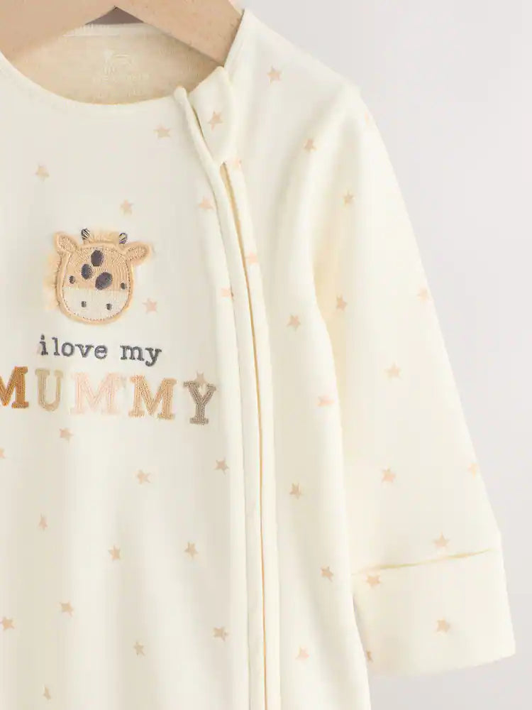 I Love My Mummy - Two Way Zip Baby Sleepsuit