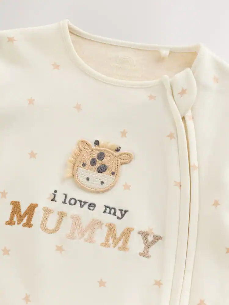 I Love My Mummy - Two Way Zip Baby Sleepsuit