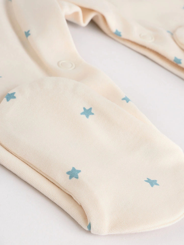 4 Piece Baby Set - Sleepsuit, Bodysuit, Beanie and Bib - Blue