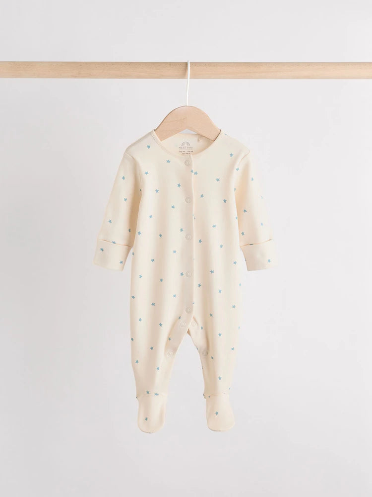 4 Piece Baby Set - Sleepsuit, Bodysuit, Beanie and Bib - Blue