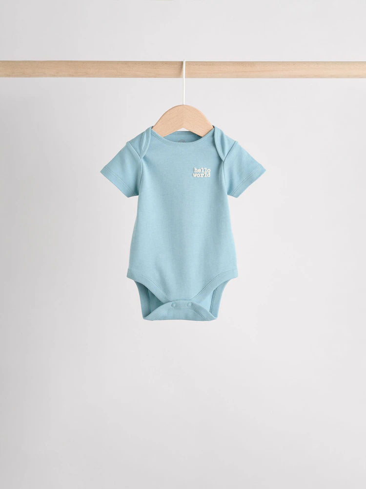 4 Piece Baby Set - Sleepsuit, Bodysuit, Beanie and Bib - Blue
