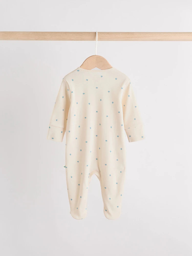 4 Piece Baby Set - Sleepsuit, Bodysuit, Beanie and Bib - Blue