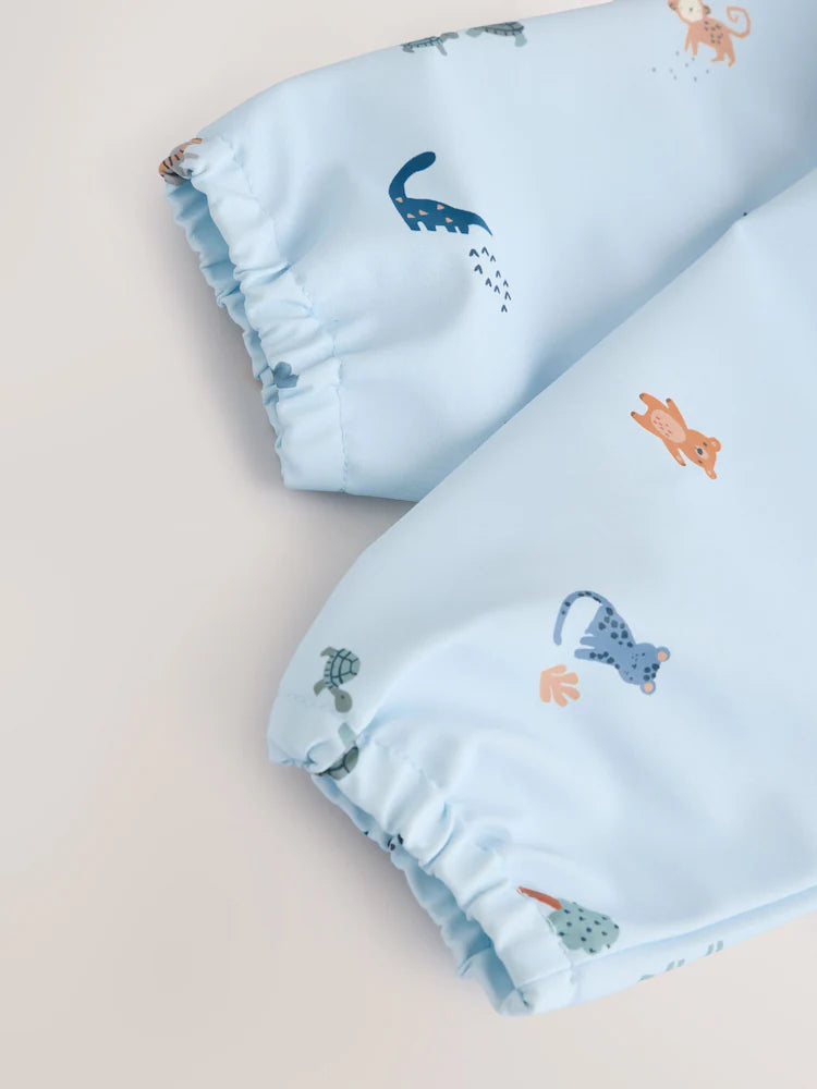 Blue Dino Jungle Weaning - Weaning And Feeding Sleeved Bib