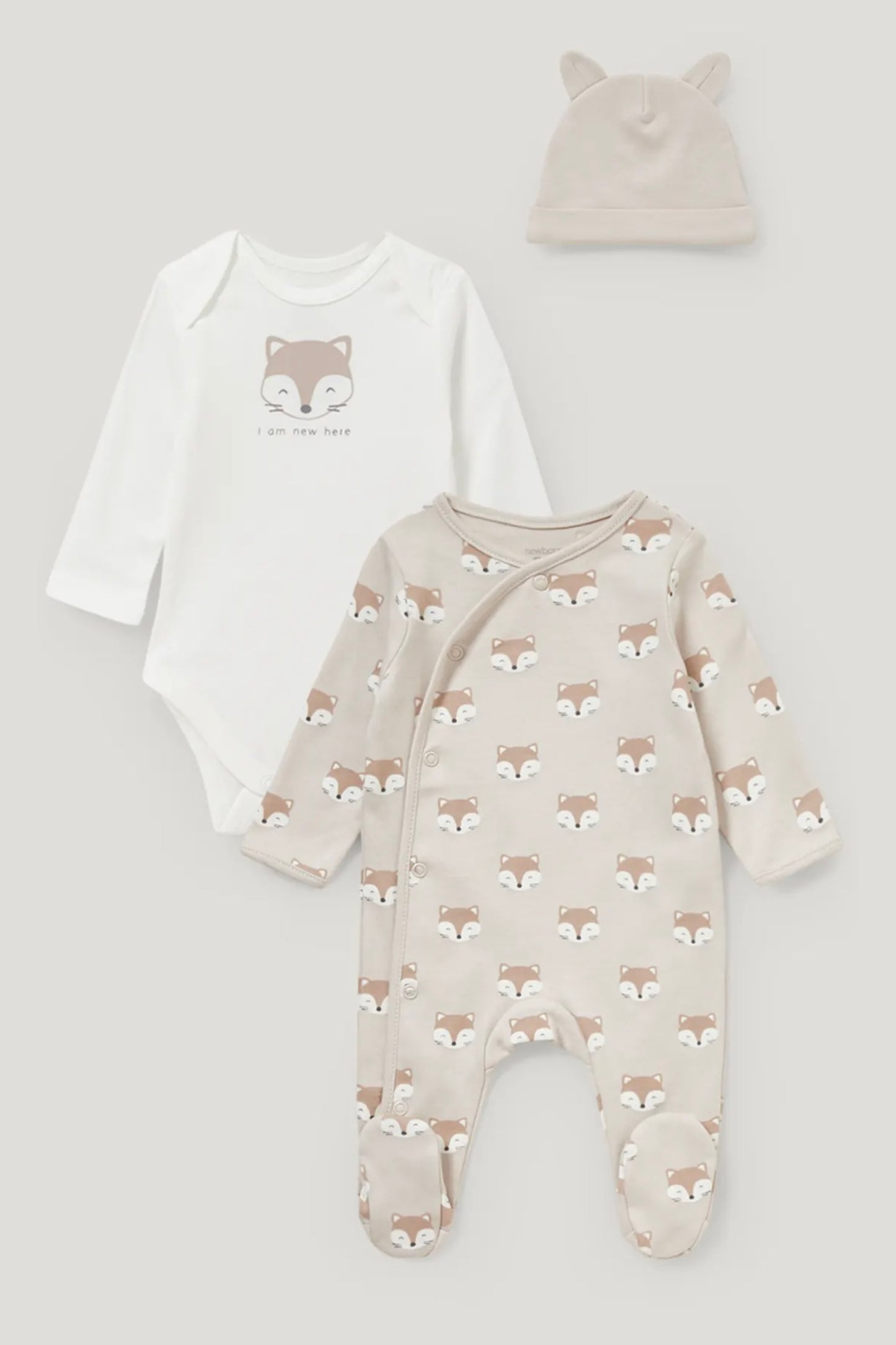 I’m new here - Beige - 3 pieces baby set