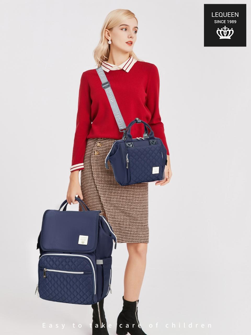 Lequeen Diamond 7TH Edition - D K Cover diaper bag set - Navy