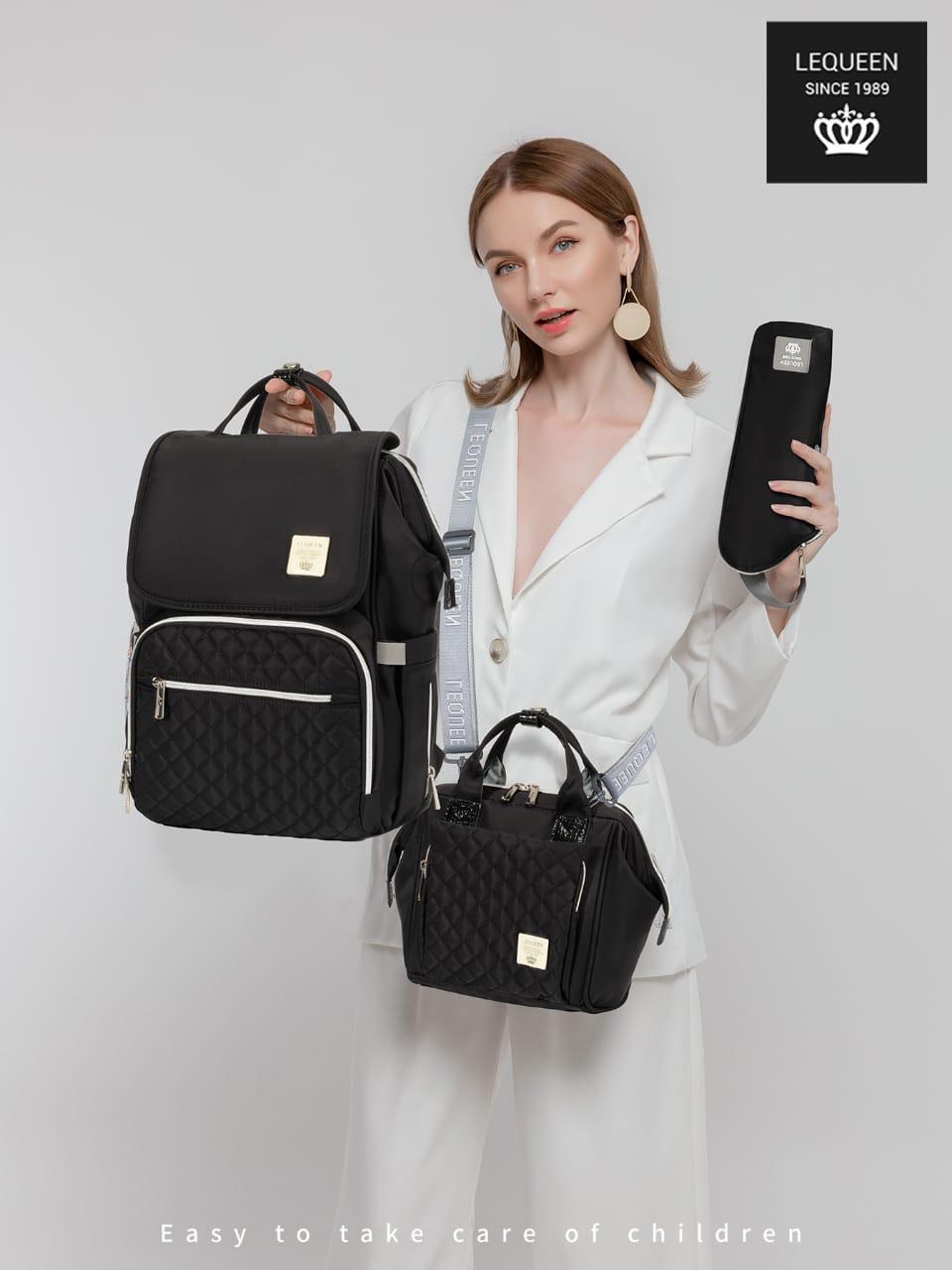 Lequeen Diamond 7TH Edition - D K Cover diaper bag set - Black