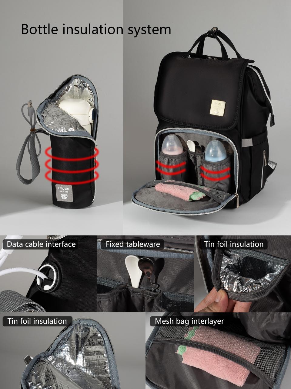 Lequeen Diamond 7TH Edition - D K Cover diaper bag set - Black