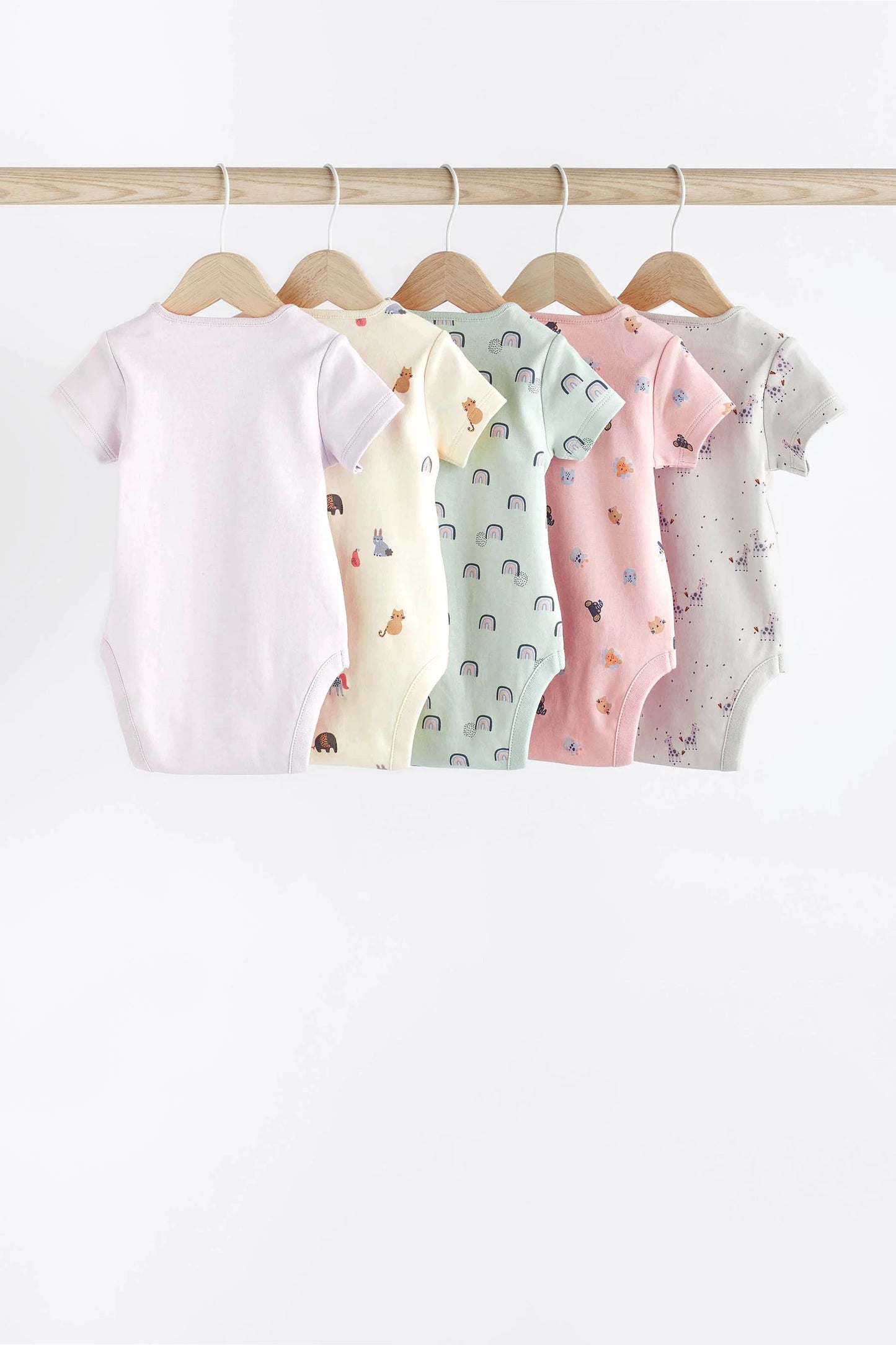 Baby Short Sleeve 100% Cotton Bodysuits 5 Pack