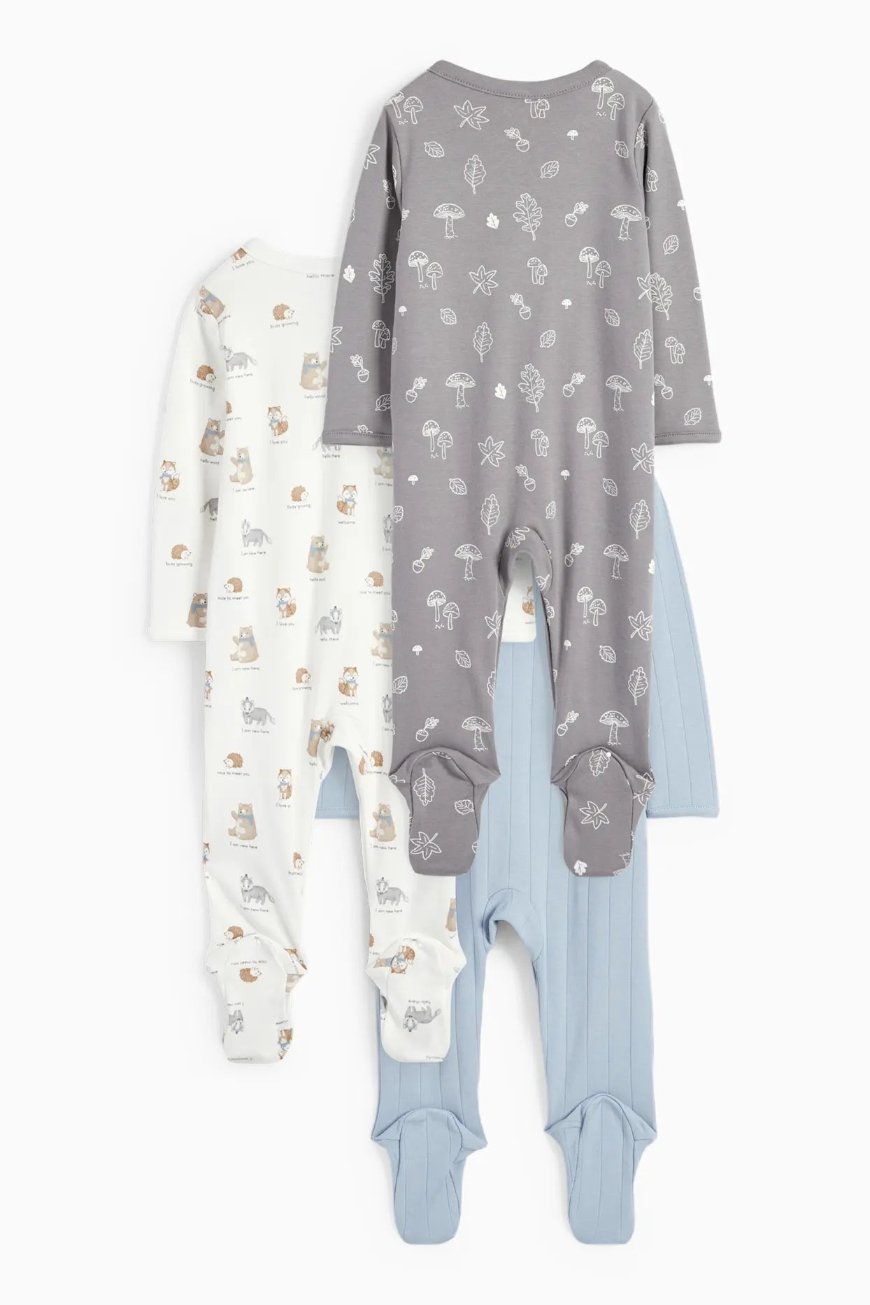 Pack of 3 baby sleepsuits - Blue Forrest