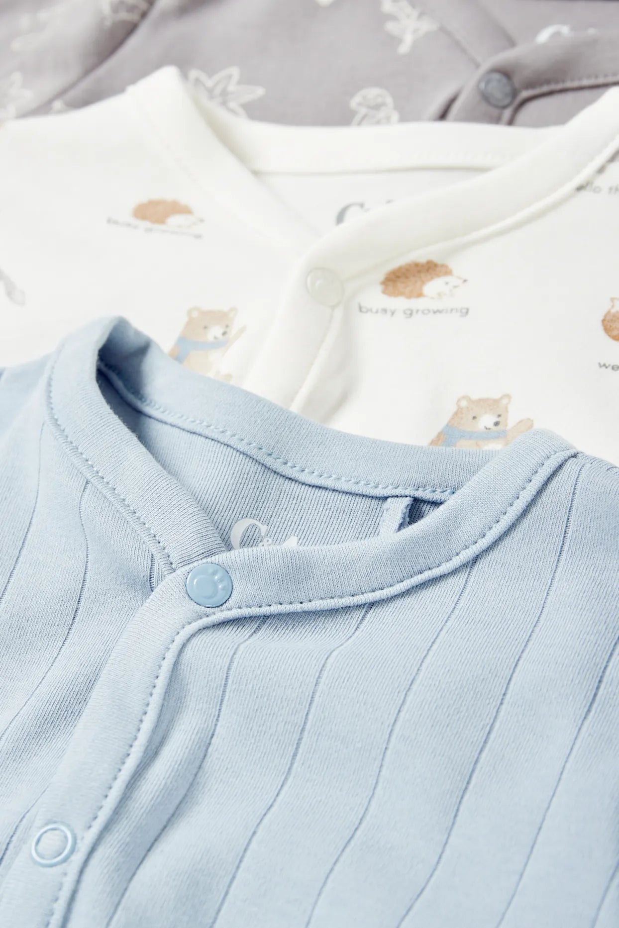 Pack of 3 baby sleepsuits - Blue Forrest